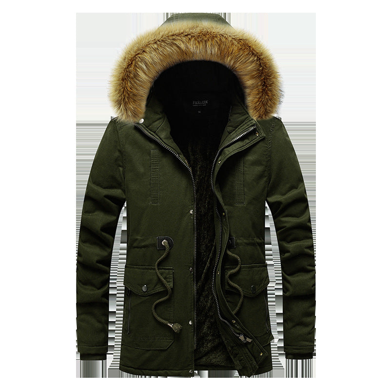 Men's Parka with Detachable Hood and Warm Fleece Lining Lisslune