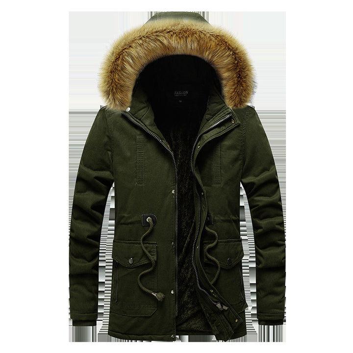 Men's Parka with Detachable Hood and Warm Fleece Lining Lisslune