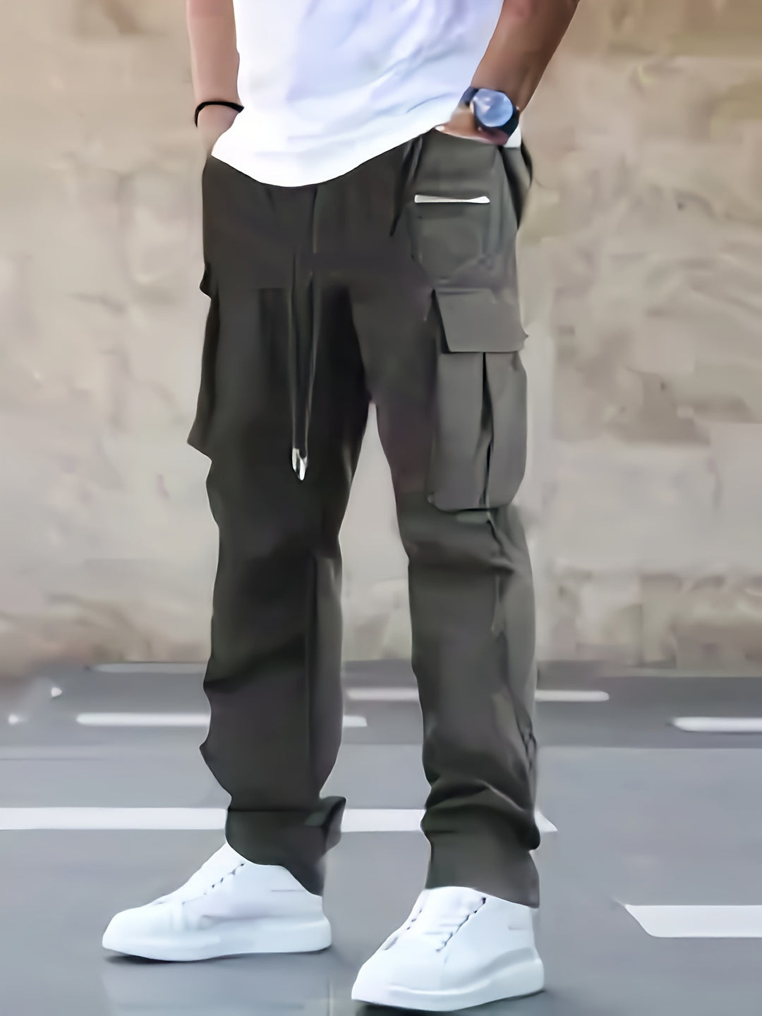 Men's modern cargo pants with multifunctional pockets and elastic waistband Lisslune