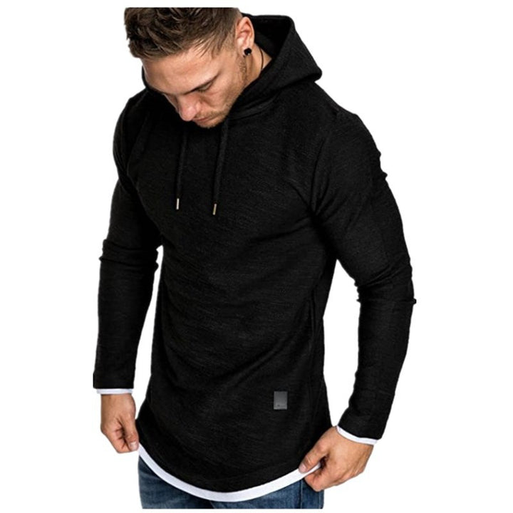 Men's Longline Hoodie Shirt with stylish, asymmetrical hem Lisslune