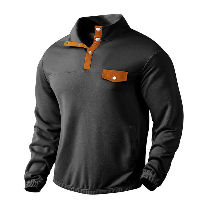 Men's Stylish Pullover with Half Zipper and Practical Chest Pocket Lisslune