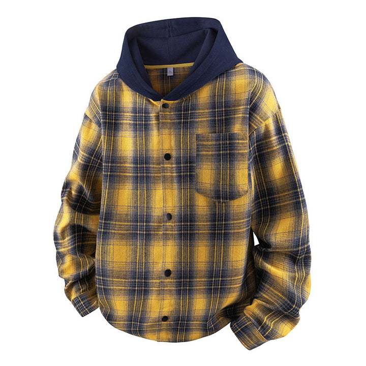 Men's casual shirt jacket with lined hood and check pattern Lisslune