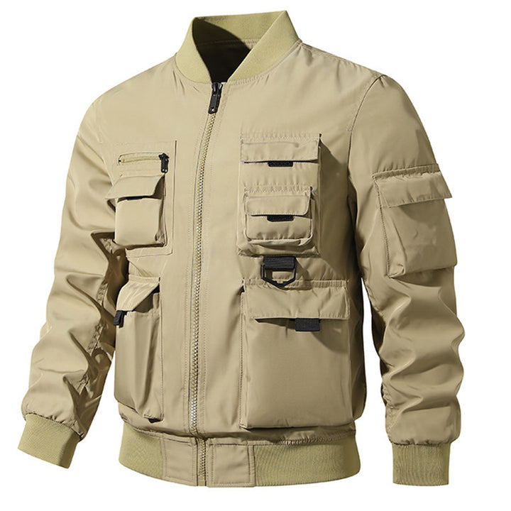 Men's Multifunctional Utility Jacket with Strategic Pockets and Elastic Cuffs Lisslune