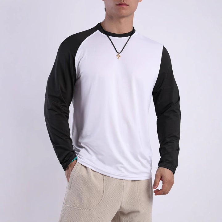 Men's Sports Long Sleeve Shirt with Breathable Inserts and Moisture-Regulating Material Lisslune