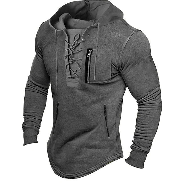Men's stylish hoodie with unique lacing design Lisslune