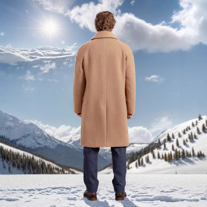 Men's elegant wool coat with double button placket and practical side pockets Lisslune