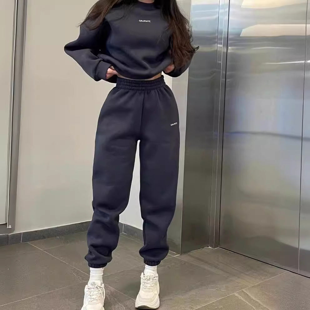 Women's sporty set with round neck and elastic waistband Lisslune