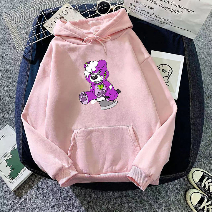 Women's hooded sweatshirt with charming bear motif Lisslune