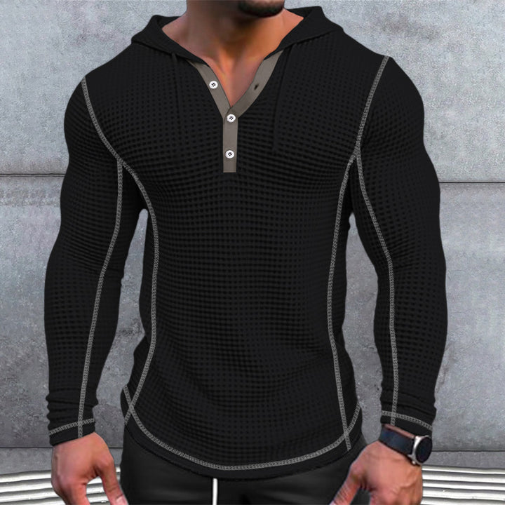 Men's stylish hooded shirt with textured design and button placket Lisslune