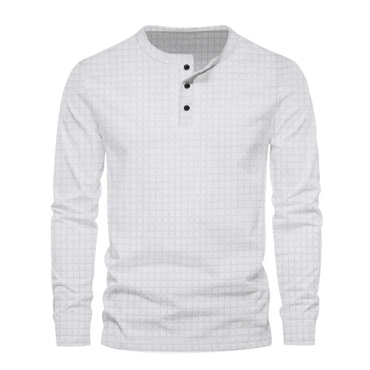 Men's long sleeve shirt with textured fabric and button placket Lisslune