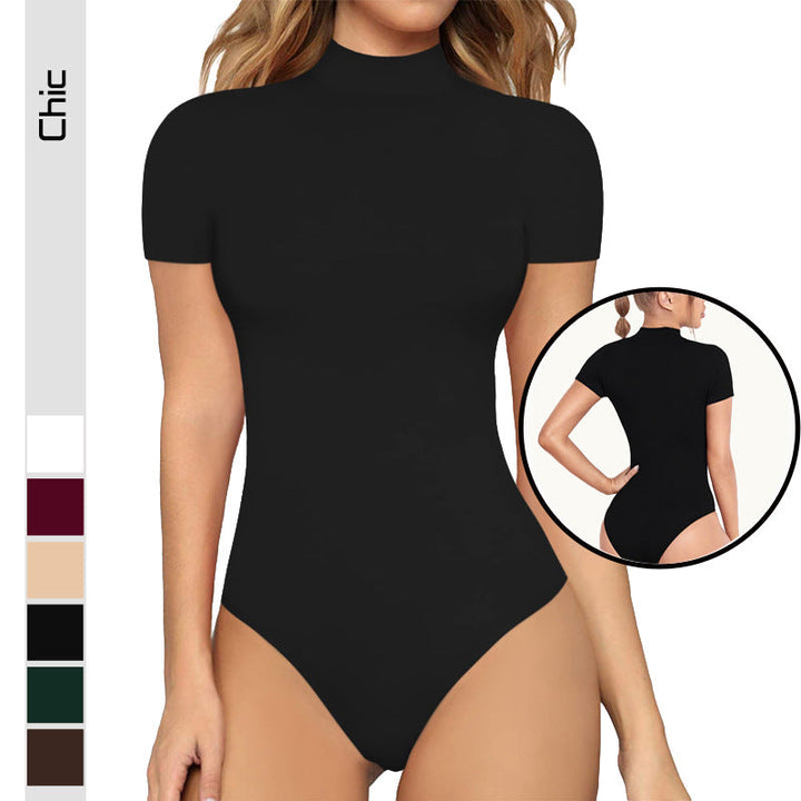 Women’s bodysuit with high collar and short sleeves Lisslune