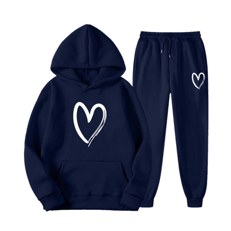 Women's sweatsuit with kangaroo pocket and heart-shaped print Lisslune