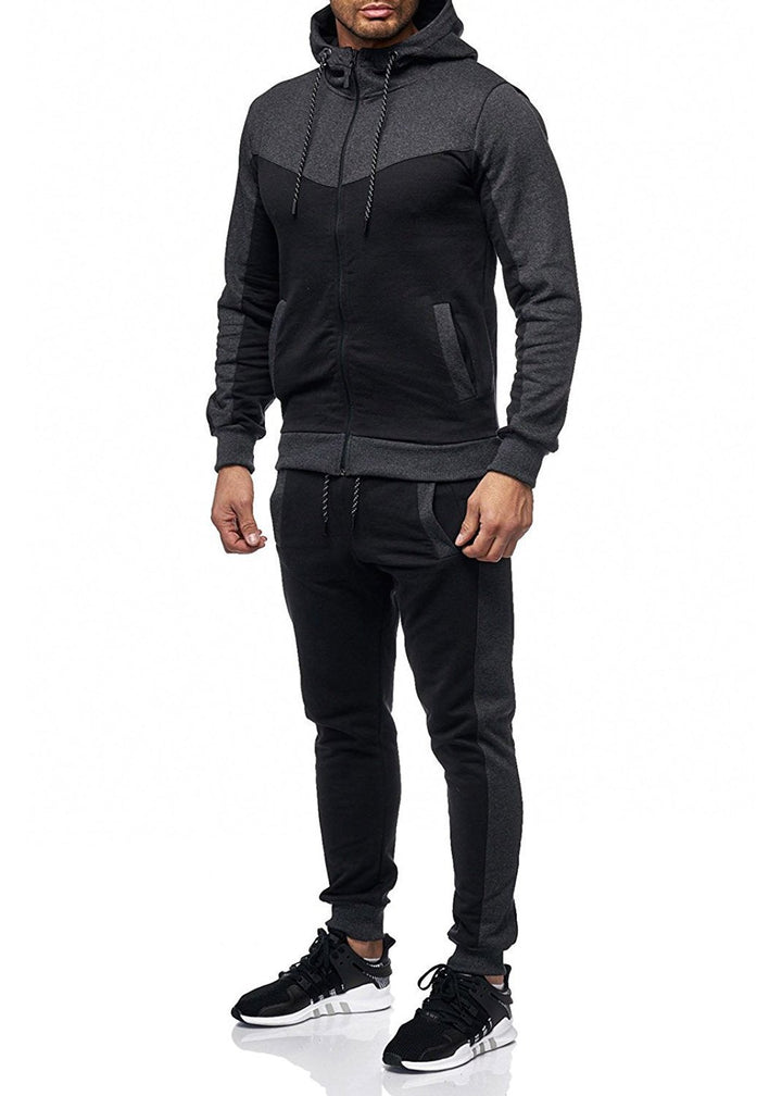 Men's Stylish Tracksuit Set with Contrasting Color Blocks Lisslune