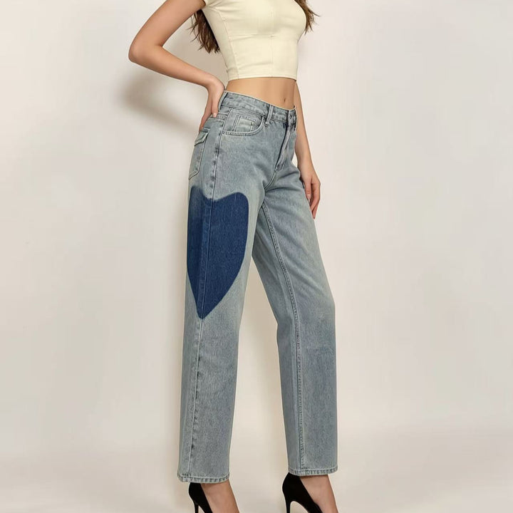Damen weit geschnittene Denim-Jeans mit einzigartigen Farbakzenten Lisslune