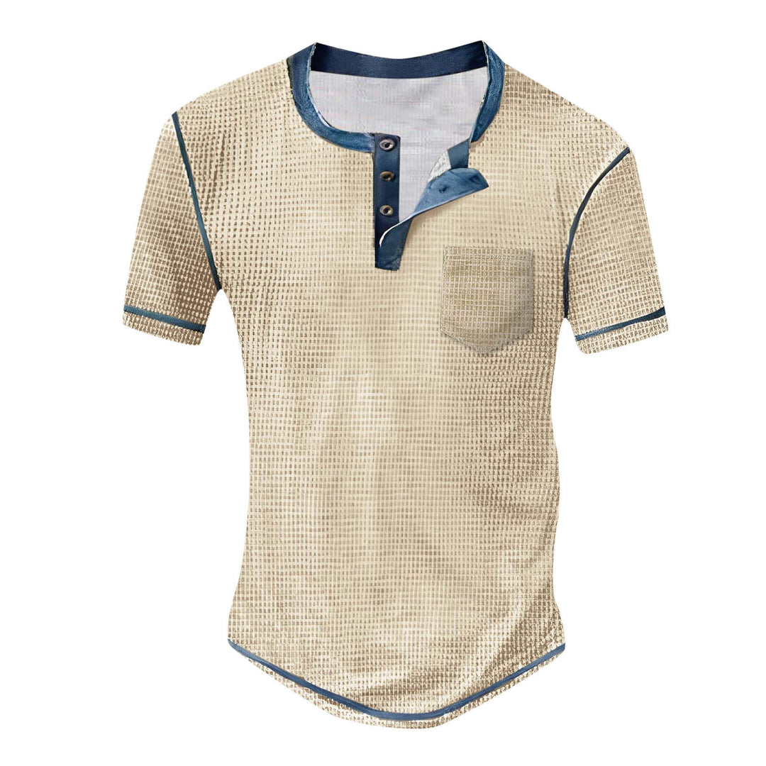 Men's short sleeve shirt with decorative button design and unusual graphic pattern Lisslune