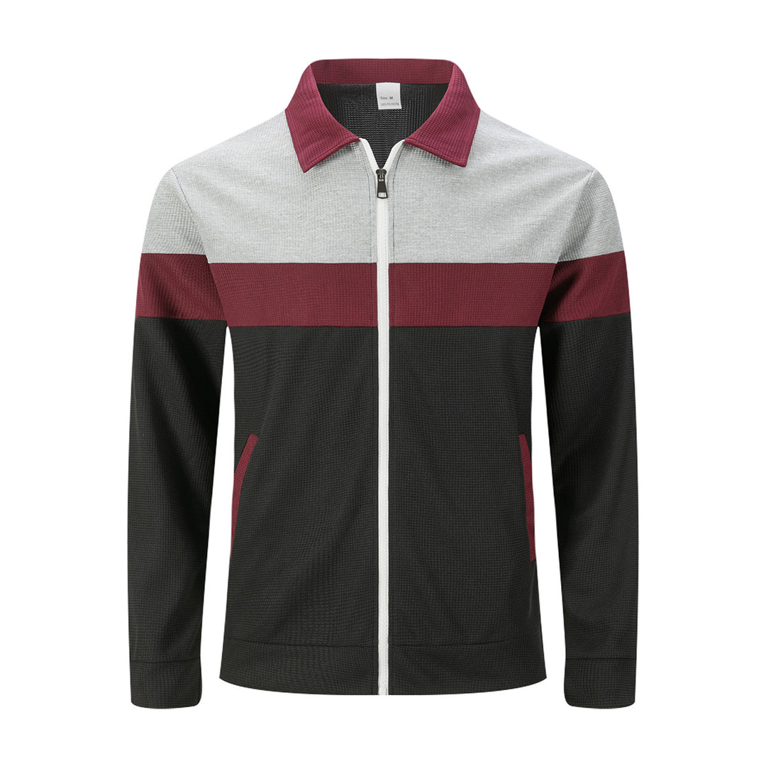 Men's modern leisure jacket with contrasting stripes and practical zipper Lisslune