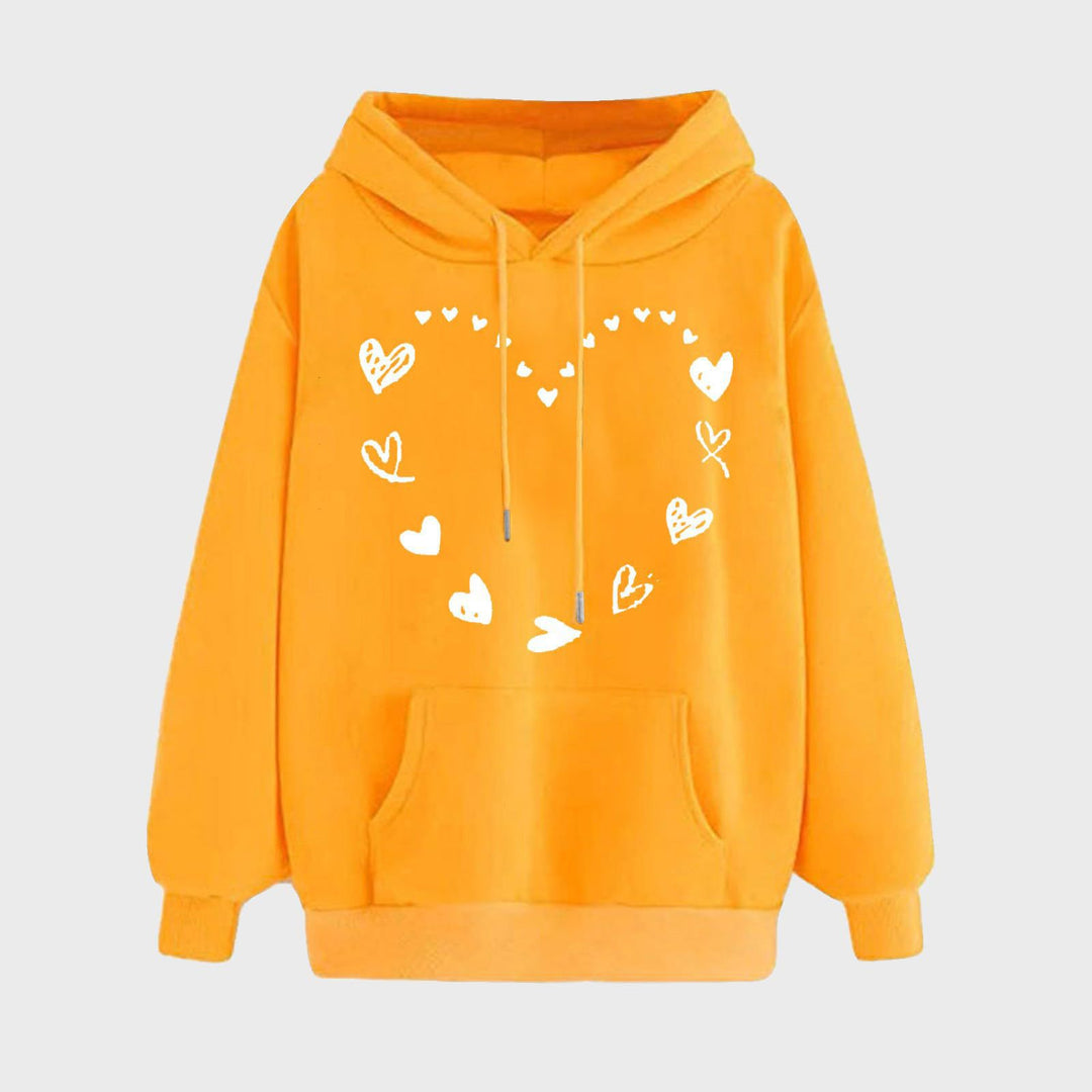 Women's hoodie with playful heart design and comfortable kangaroo pocket Lisslune