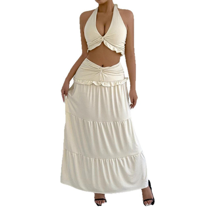 Damen Maxi-Rock mit croptop Design und Rüschendetails Lisslune