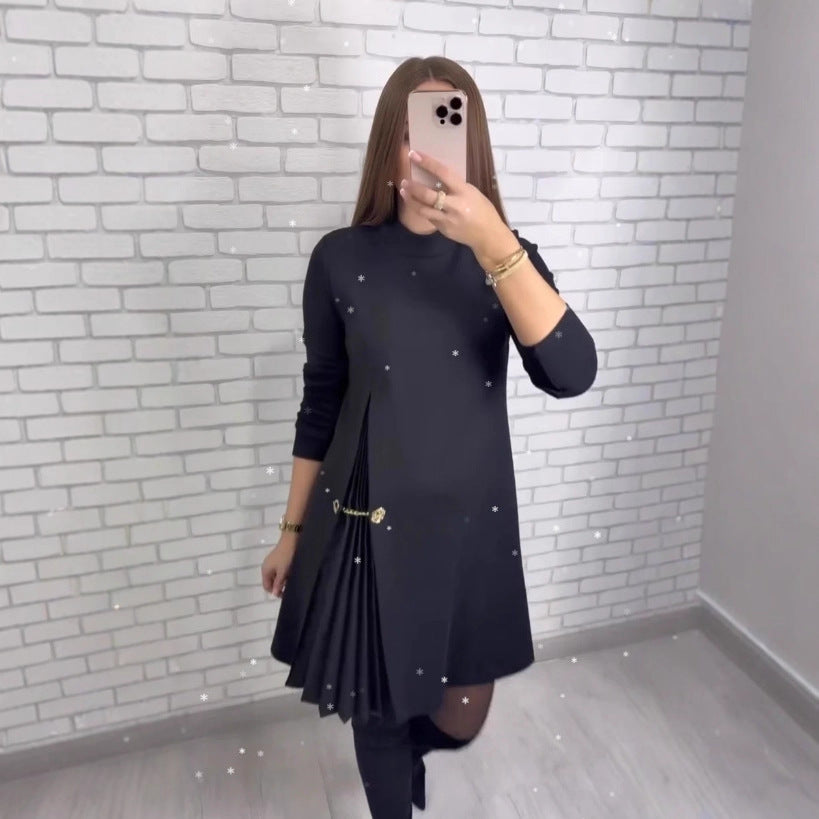 Women's elegant dress with draping and waist belt Lisslune
