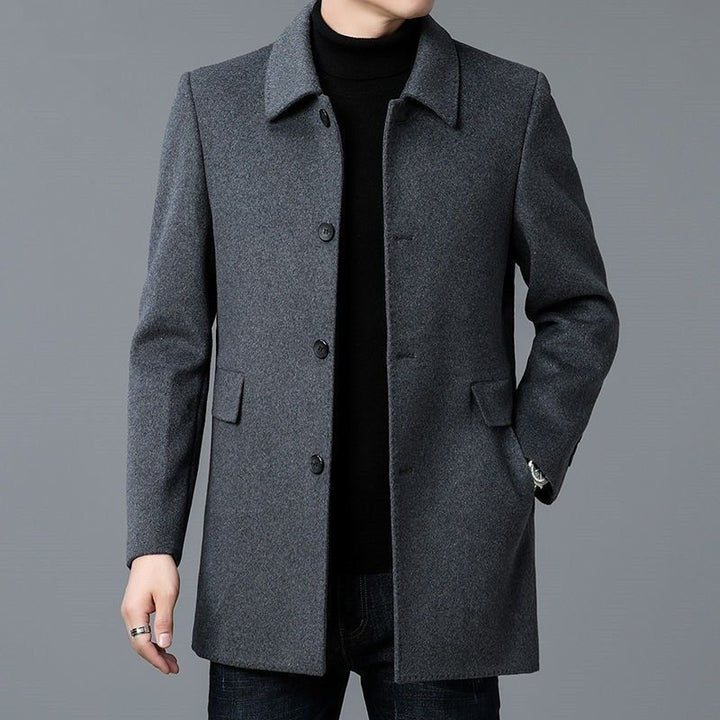 Men's elegant wool coat with classic lapels and pockets Lisslune