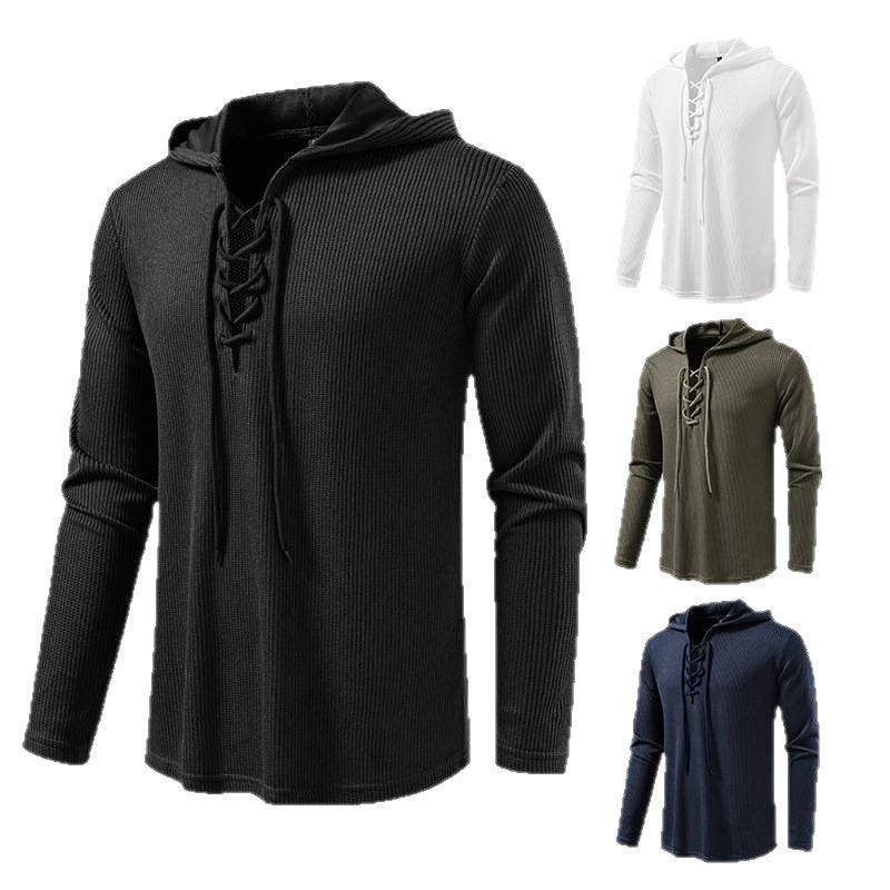 Men's hoodie with innovative lacing and textured design Lisslune