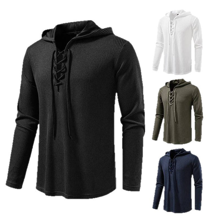 Men's hoodie with innovative lacing and textured design Lisslune