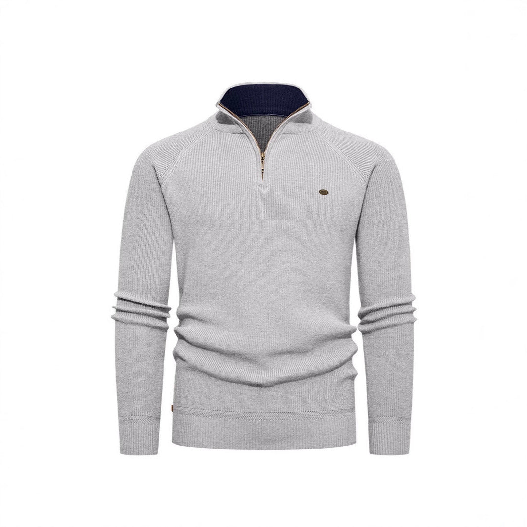 Men's knit sweater with stand-up collar and zipper Lisslune