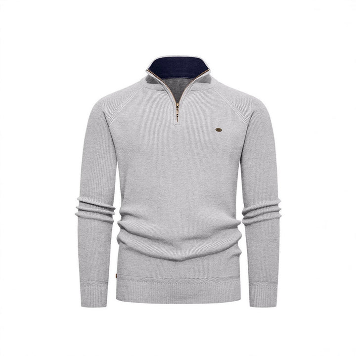 Men's knit sweater with stand-up collar and zipper Lisslune