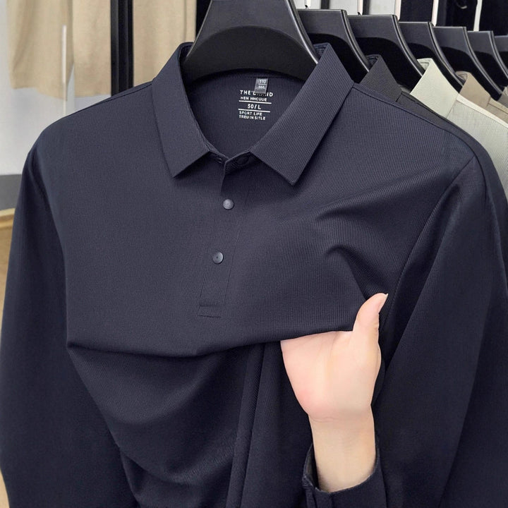 Men's Long Sleeve Polo Shirt with Breathable Structure Lisslune