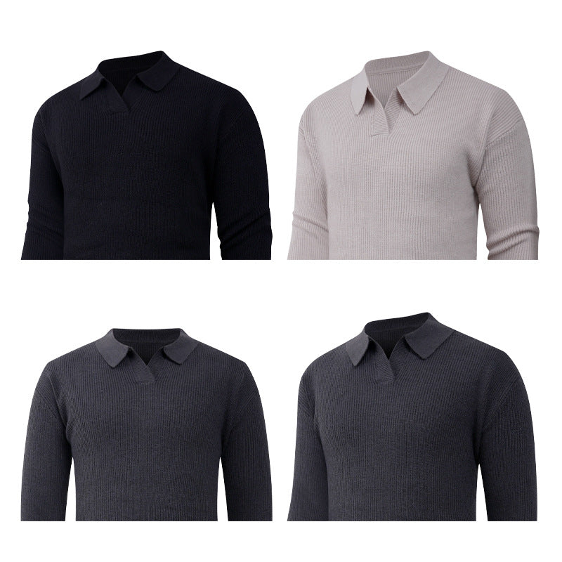 Men's knit sweater with classic collar and textured look Lisslune