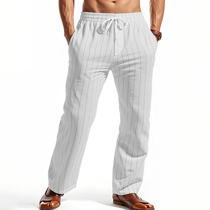 Men's casual leisure pants with elastic waistband and modern stripes Lisslune