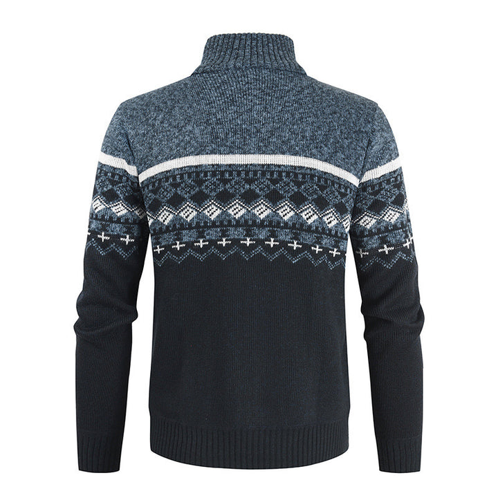 Men's fashionable cardigan with high collar and graphic pattern Lisslune