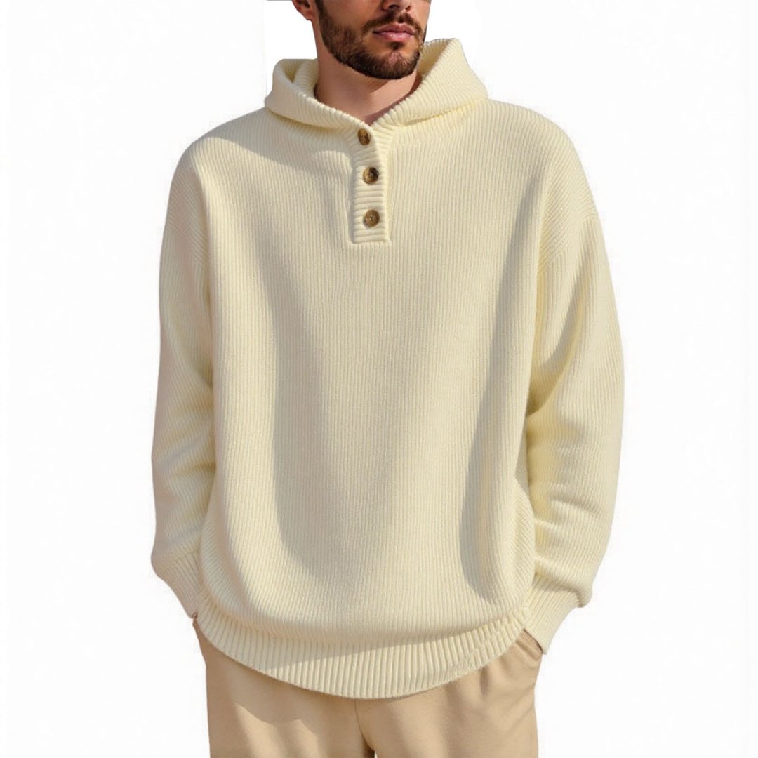 Men's hooded sweater with textured cable pattern Lisslune