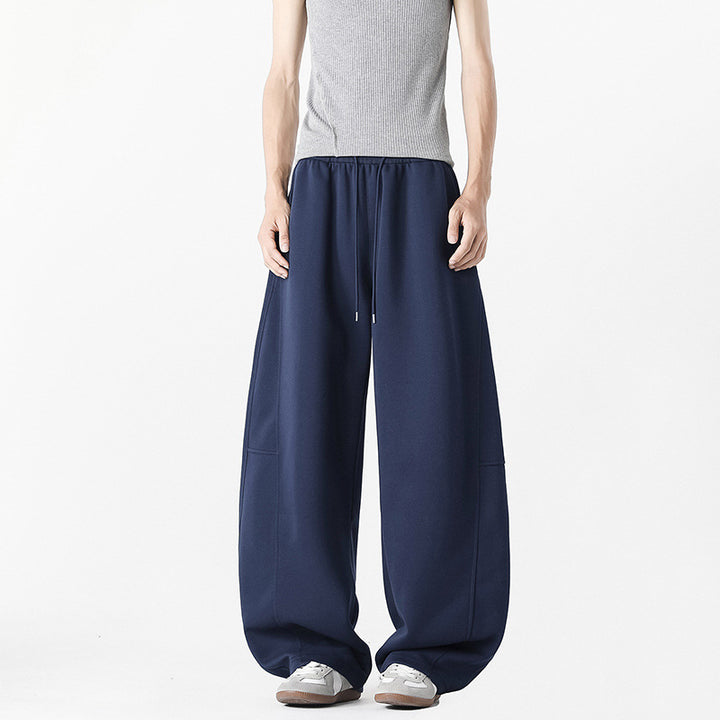 Men's casual, wide-cut leisure pants with elastic waistband and practical side pockets Lisslune