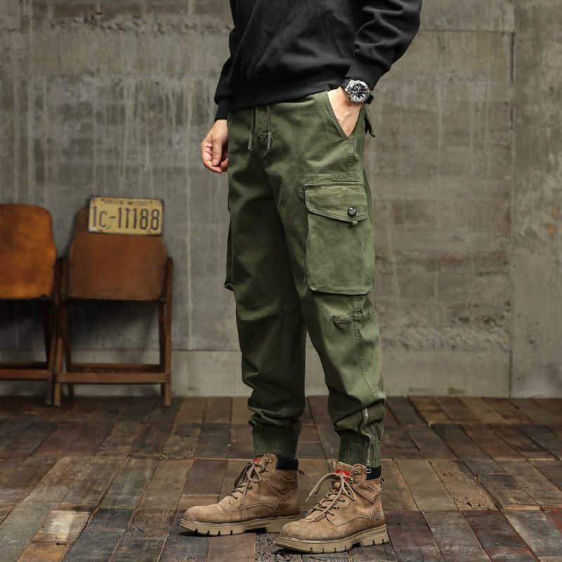 Men's cargo pants with elastic waistband and practical side pockets Lisslune