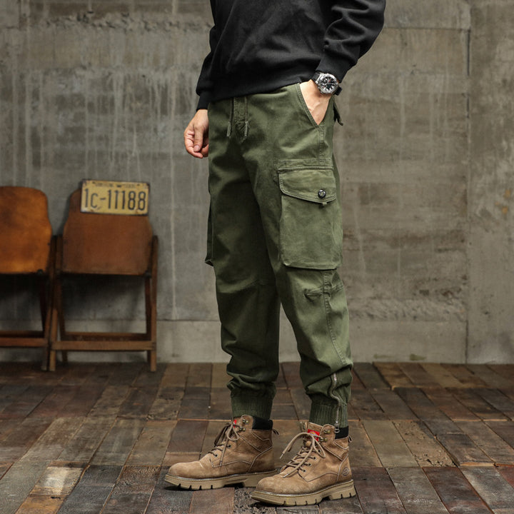 Men's cargo pants with elastic waistband and practical side pockets Lisslune