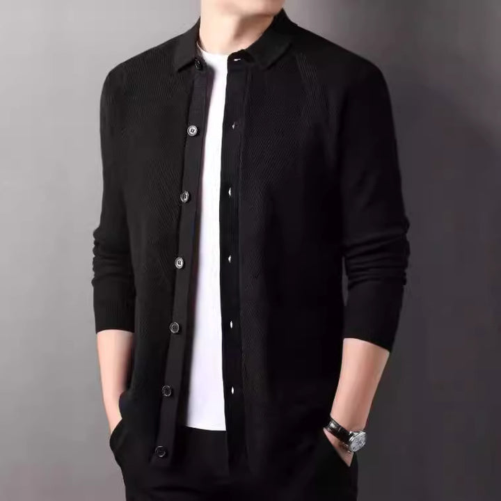 Men's cardigan with modern textured design and practical pockets Lisslune
