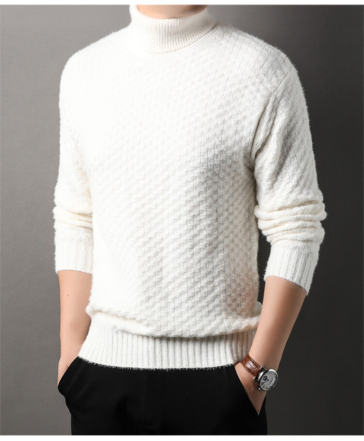 Men's knit sweater with high collar and textured design Lisslune
