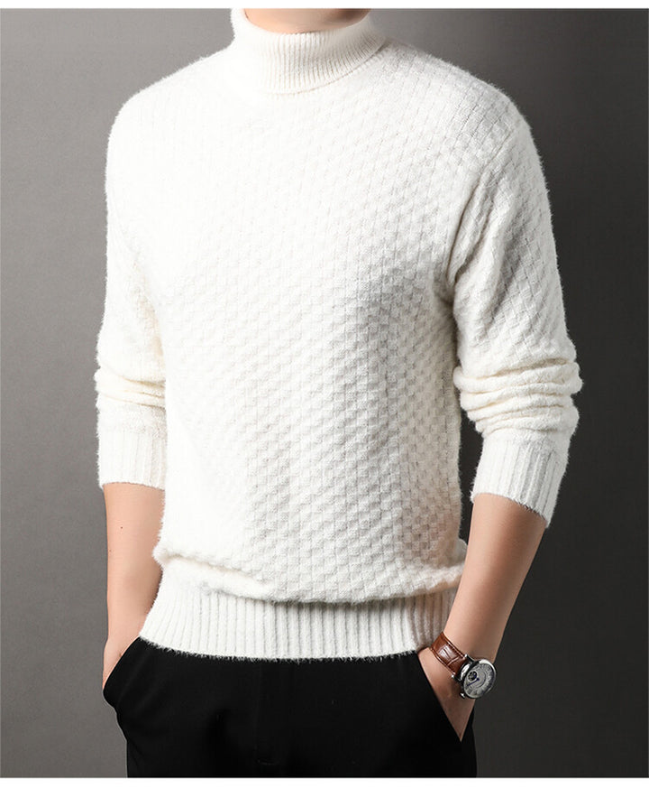 Men's knit sweater with high collar and textured design Lisslune