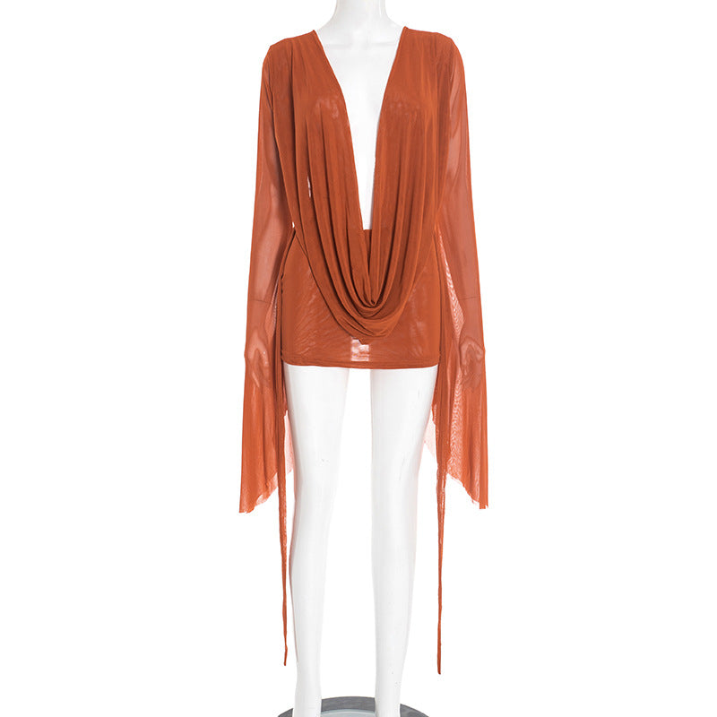 Women's Flowing Kaftan with Wide Sleeves and Deeper Neckline Lisslune