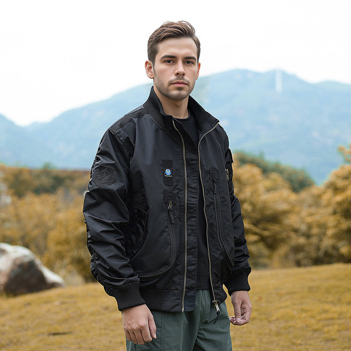 Men's camouflage bomber jacket with high-density material and versatile pockets Lisslune