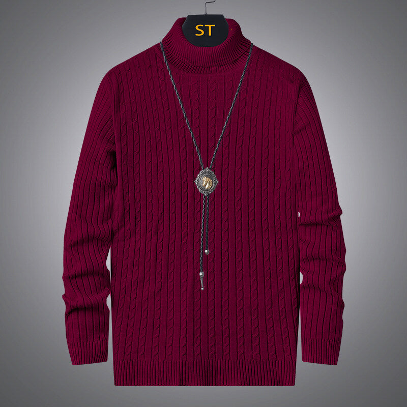 Men's turtleneck sweater with textured cable pattern Lisslune