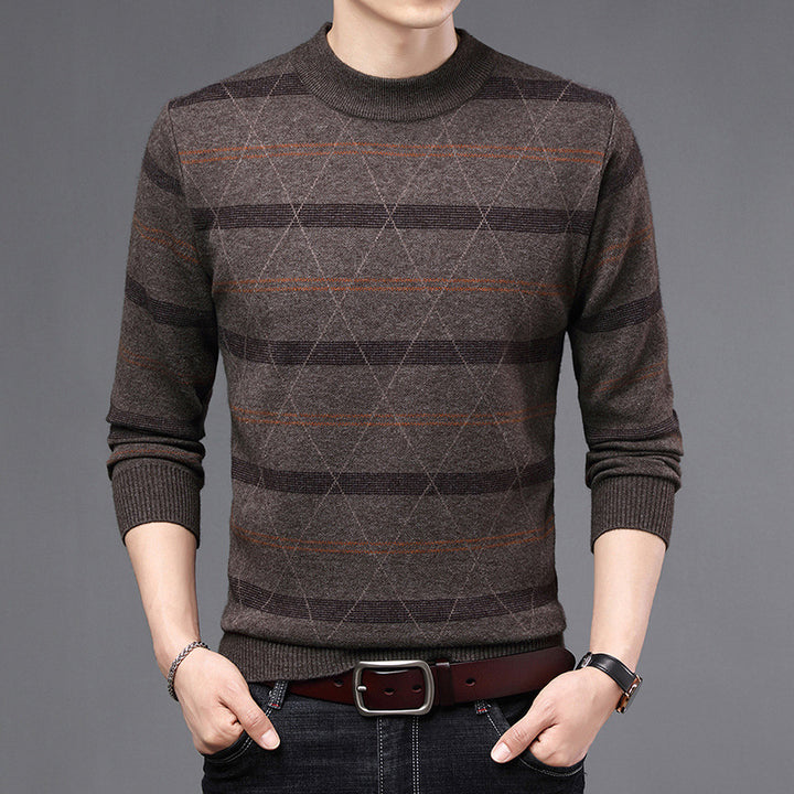 Men's Sweater Made Of High-Quality Wool with Modern Diamond Pattern Lisslune