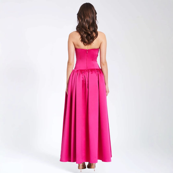 Ladies ball gown with flowing skirt and elegant corset top