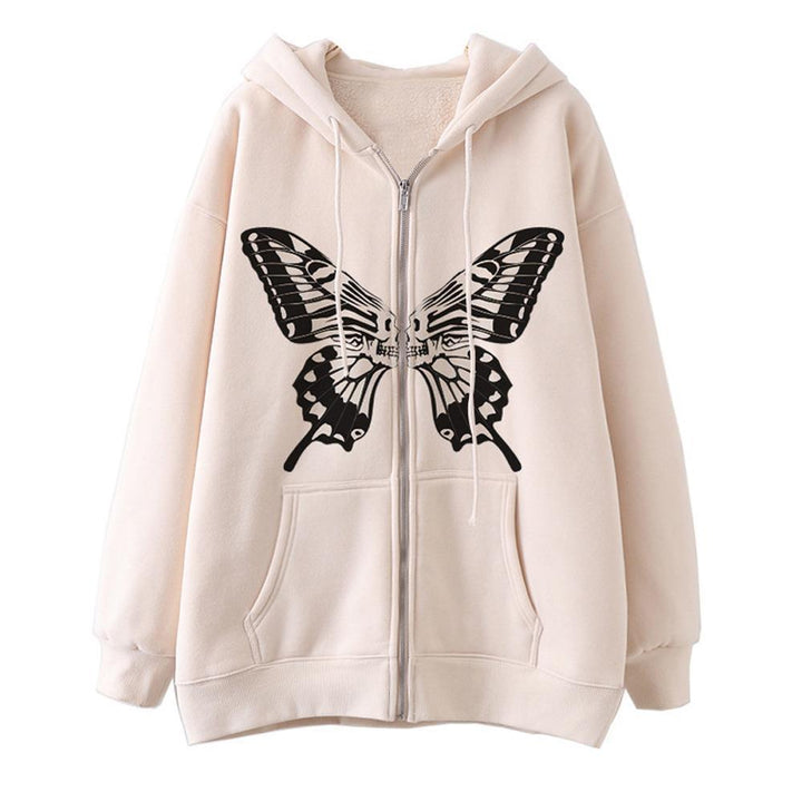 Women's hoodie sweatshirt jacket with unique butterfly print Lisslune