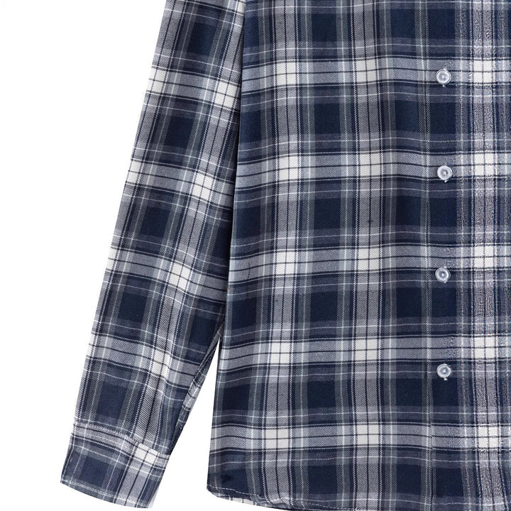 Men's checked long-sleeve shirt with chest pocket and comfortable fit Lisslune