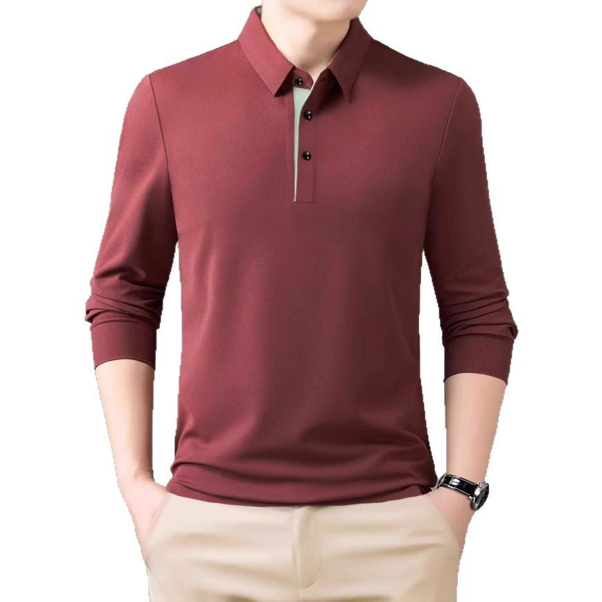 Men's comfortable long-sleeve polo shirt with elegant collar Lisslune