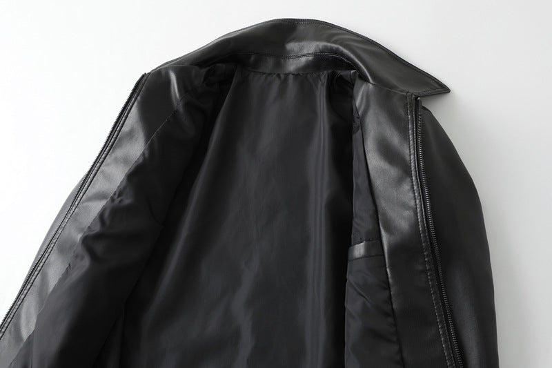 Men's fashionable synthetic leather jacket with contemporary design and functional pockets Lisslune