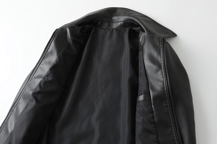 Men's fashionable synthetic leather jacket with contemporary design and functional pockets Lisslune
