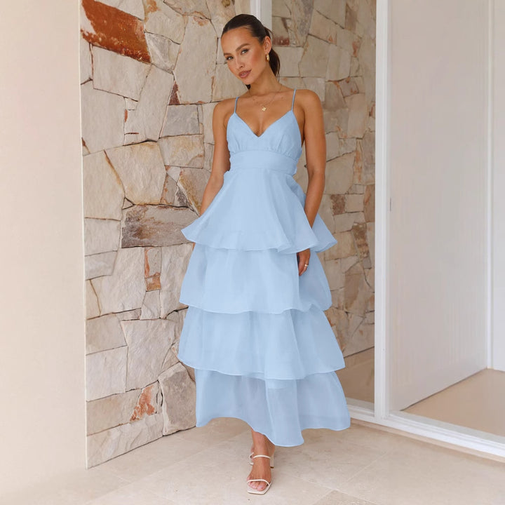 Ladies airy maxi dress with layers and spaghetti straps Lisslune
